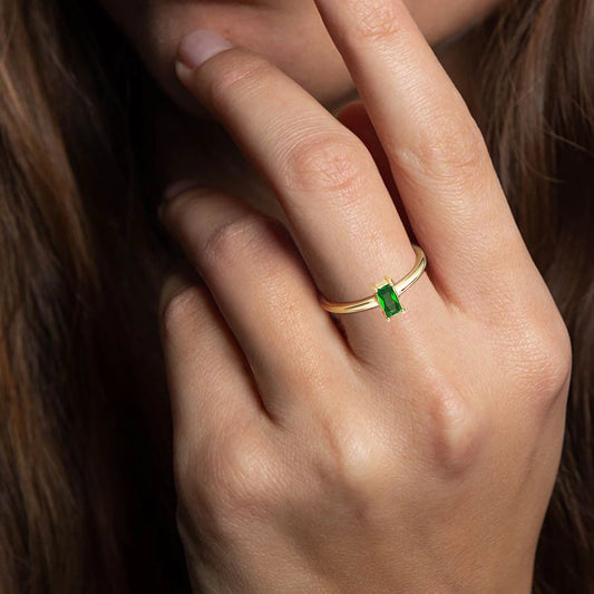Geometric Square Stone Rings for Women